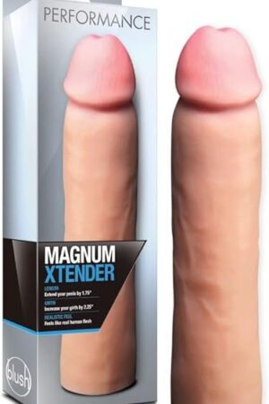 Blush Performance Magnum Xtender 9" Penis Sleeve, Adds 1.75 Length & 2.75 Girth - Realistic Cock Sleeve Extender Sheath, Soft X5 Plus TPE Ribbed Fit, Body-Safe - Adult Sex Toy for Men - (Beige)