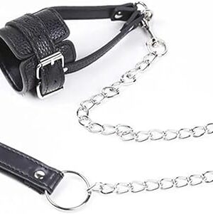 Ball Stretcher with Leash Penis Ring Erection Impotence Sex Aid Chain Leash Leather Cock Ring Ball Stretcher (Color : B)