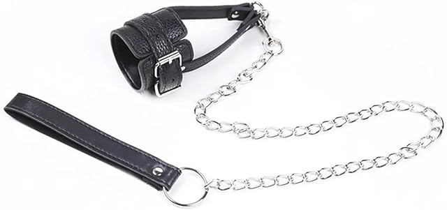 Ball Stretcher with Leash Penis Ring Erection Impotence Sex Aid Chain Leash Leather Cock Ring Ball Stretcher (Color : B)