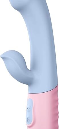 Battery Powered G-Spot Rabbit Vibrator Clitoris Stimulator - Silicone Vaginal Anal Dildo Massager for Women Maturbation, Powerful Waterproof Adult Sex Toys for Couples (Blue, Silicone)