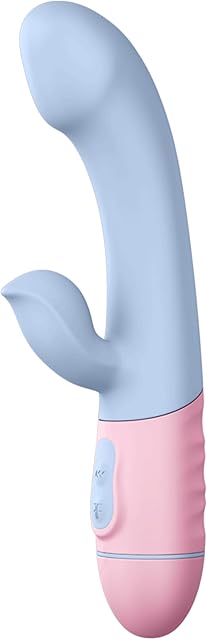 Battery Powered G-Spot Rabbit Vibrator Clitoris Stimulator - Silicone Vaginal Anal Dildo Massager for Women Maturbation, Powerful Waterproof Adult Sex Toys for Couples (Blue, Silicone)