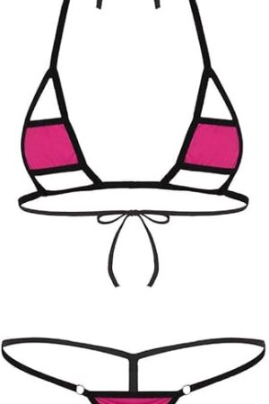 Women Sexy Halter Neck Swimsuit Hollow Micro G String Bikini Sexy Lingerie Set 2 Pieces