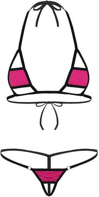 Women Sexy Halter Neck Swimsuit Hollow Micro G String Bikini Sexy Lingerie Set 2 Pieces