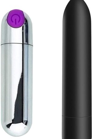 2 in 1 Small Bullet Vibrator for Women, USB Rechargeable Adult Sex Toy Clit and Nipple Stimulator with 10 Vibration, Clitoral Anal Mini Dildo Vibrating Stimulation, Silver & Black
