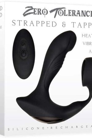 Zero Tolerance - Strapped & Tapped Silicone & Rechargeable Remote-Control Heating & Vibrating Action Simultaneous Prostate and Penis Stimulator - Black