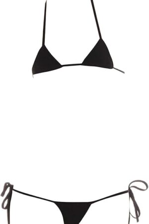 Womens Sexy Anime Cosplay Lingerie Lolita Cute Micro Bikini Set Kawaii Bra and Panty (Triangle Black)