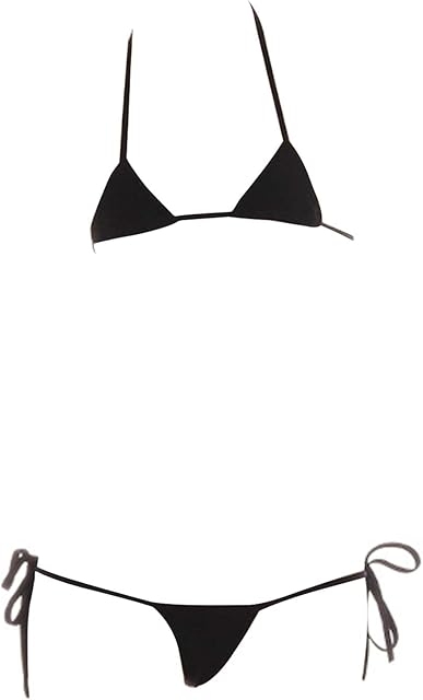 Womens Sexy Anime Cosplay Lingerie Lolita Cute Micro Bikini Set Kawaii Bra and Panty (Triangle Black)