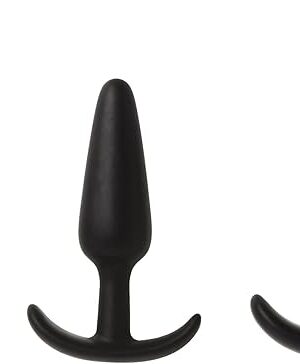 Doc Johnson Mood - Naughty 1 Trainer Set - Small, Medium, Large - Silicone Butt Plugs with Tapered Base for Comfort Between The Cheeks - Black
