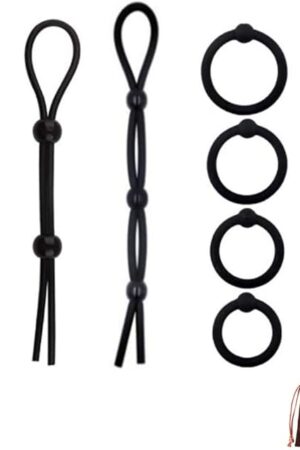 Adjustable Cock Rings Set Silicone Penis Ring Reusable Beaded Penis Rope Erection Enhancing Lasso Tie Adult Erotic Sex Toys for Men Pleasure Sex 7pcs