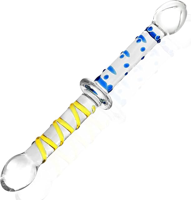 Glass Dildo 1023 inch Double Ended Dildo with Pleasure Nubs & Spiral Texture Anal Butt Plug Prostate Massager for Men Women