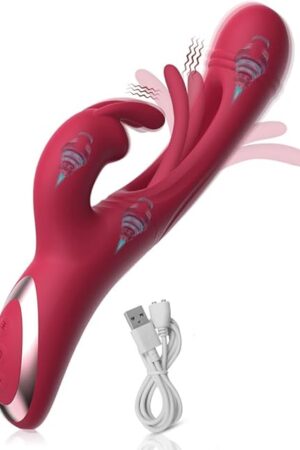 G Spot Rabbit Vibrator for Women?Hollow Tongue Clapping Adult Sex Toys with 12 Vibration Modes Waterproof Clitoralis Stimulator for Clit Nipple Anal Stimulation Rechargeable Adult Sex Toys(Red)