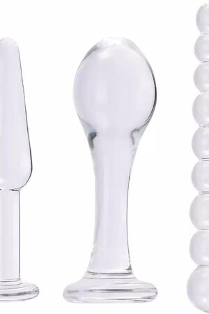 3 Pieces Crystal Glass Anal Plug Set - Anal Trainer Hip Plugs, Anus Dilators Expander Prostate Massage Masturbation Sex Slave Abuse Anal Sex Toys for Men Women Couples