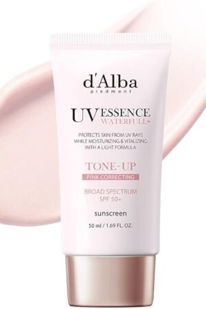 d'alba Piedmont Waterfull Tone-Up Sunscreen Serum BROAD SPECTRUM SPF 50 + Korean Sunscreen for Face, All Skin Tones, Sweat Proof Formula (1.69 fl.oz.)