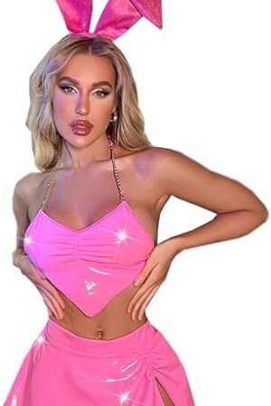 Women's Cosplay Costume Cute Suspenders Sexy Bunny Costume Latex Dresses Halloween Costume Outfit