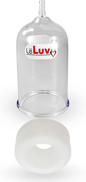 LeLuv EasyOp 2.5 Inch Diameter by 4 Inch Length Penis Head Vacuum Cylinder with Small Opening (.9 Inch) Silicone Sleeve