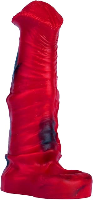 Horse-Shaped Male Penis Sleeve Extender Enlarger Sheath Silicone Cock Sleeve Extension with Stretchy Loop for Men to Increase Length & Girth (Red)