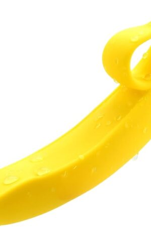 G-spot Dildo Banana-Shaped Butt Plug with Pull Loop Yellow Fetish Anal Plug Prostate Massager Anal Dilator Masturbation Sex Toy for Men Women