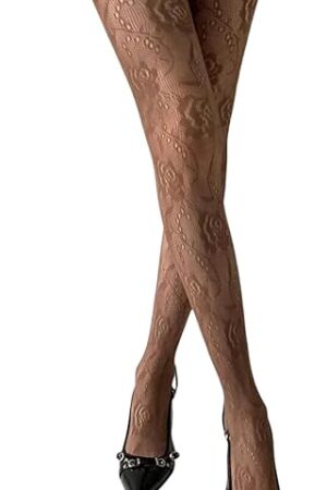 Women's 1 Pair Floral Sheer Mesh Stockings Hollow Out Sexy Stockings Fishnet Tights Fairy Gothic Pantyhose