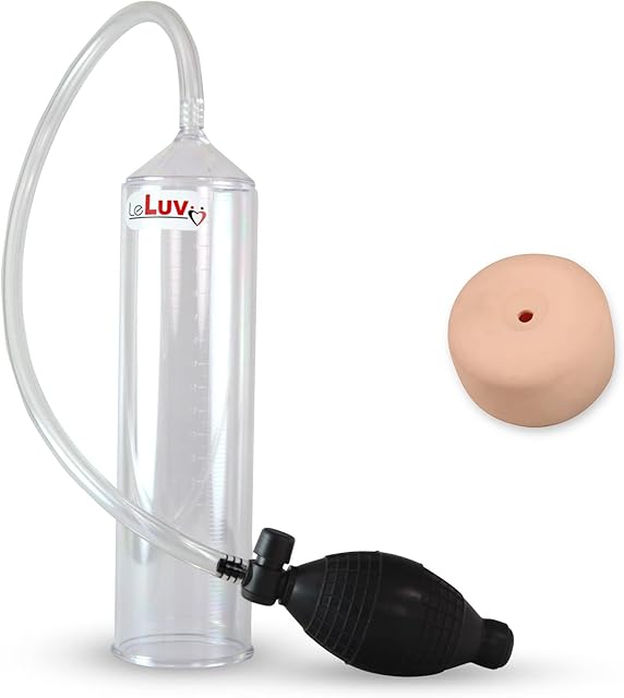 LeLuv Easyop 2.25 Inch by 9 Inch Cylinder Penis Pump Black Bgrip Ball Handle Clear Graduated Cylinder/Clear Collapse-Resistant Hose + Large Anus Donut Seal
