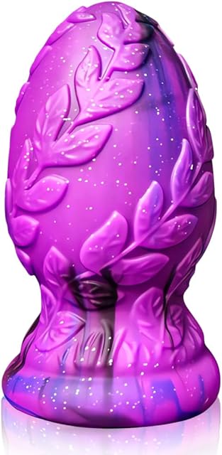 Big Anal Butt Plug Sex Toys Soft Silicone Anal Plug Adult Sex Products with Leaf Texture and Suction Cup Base for Wen Women Prostate Stimulation and Pleasure (L)