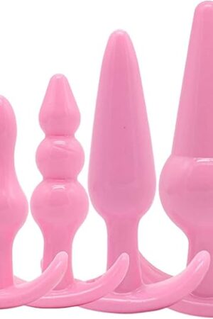 Baby Pink Silicone Butt Plug Adult Toy Training Set of 4