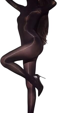 Body Stockings for Women Sexy Full Body Tights Oil Shiny Bodystocking High Neck Nylon Catsuit Shimmer Bodysuit