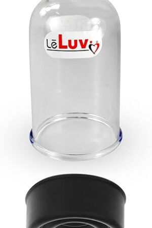 LeLuv EasyOp 2.5 Inch Diameter by 4 Inch Length Penis Head Vacuum Cylinder with 1 Inch Opening Heavy Duty Silicone Sleeve