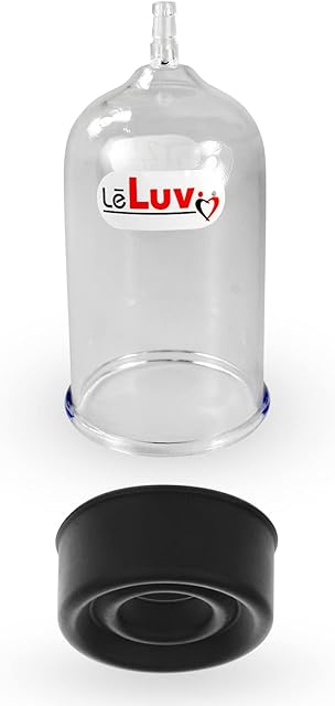 LeLuv EasyOp 2.5 Inch Diameter by 4 Inch Length Penis Head Vacuum Cylinder with 1 Inch Opening Heavy Duty Silicone Sleeve