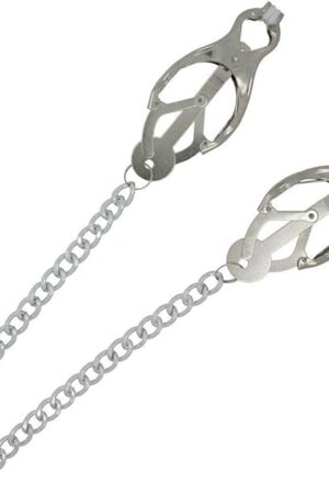 Intense Pressure Nipple Clamps with Chain - Ultimate Pleasure for Nipple Play - Secure Grip - Easy to Use - Rubber Grips - Sensational Sensitivity - Erotic Stimulation - Toy Collection Addition