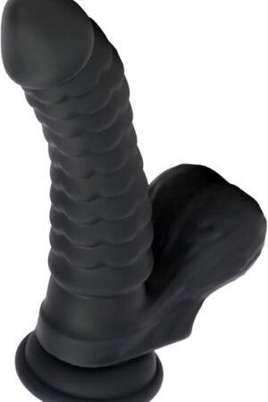 8 inch Dildo Black Textured Adult Sex Toy,Silicone Dildo Soft Huge Penis with Powerful Suction Cup for G-spot Vagina Anal Sitimulation,Big Black Cock Thick Anal Dildos Sex Toys for Women