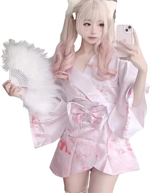 Women's cosplay Japanese kimono pajama print perspective Halloween dress lingerie
