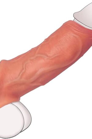 Yulike Realistic Penis Sleeve, Cock Ring Dick Extender, Erectile Aid Adult Toys Girth Enhancer and Delay Ejaculation Silicone Penis Pump Sex Toy for Men, Penis Prolonger Sheath for Couples