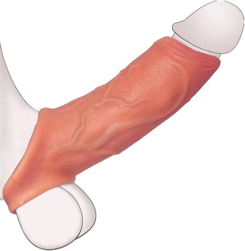 Yulike Realistic Penis Sleeve, Cock Ring Dick Extender, Erectile Aid Adult Toys Girth Enhancer and Delay Ejaculation Silicone Penis Pump Sex Toy for Men, Penis Prolonger Sheath for Couples