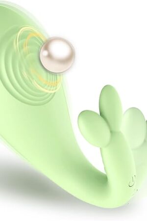 Egg Vibrator with 8 Powerful Vibration Modes ? Soft Silicone Dual Vibrator and Internal Dildo Sex Toy for Women, Discreet & Green, by HaiCavalier