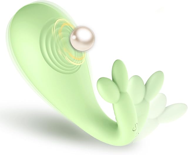 Egg Vibrator with 8 Powerful Vibration Modes ? Soft Silicone Dual Vibrator and Internal Dildo Sex Toy for Women, Discreet & Green, by HaiCavalier