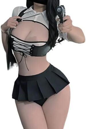 Women's sexy cosplay secretary outfit nightclub club hollow out slit hip hugging tight fitting clothing