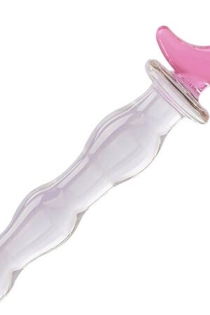 Crystal Glass Pleasure Wand Dildo Penis - AKStore - Half-Moon, Pink