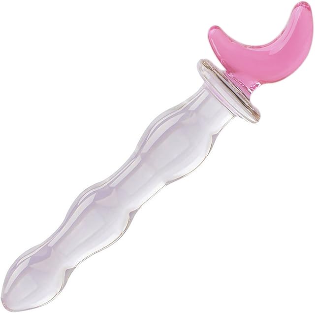 Crystal Glass Pleasure Wand Dildo Penis - AKStore - Half-Moon, Pink