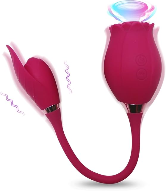 Explosive Full Flower Vibrator, Sucking Rose Clitoral Vibrating Dual Head 10 Frequency Female Masturbator, Adult Erotic Products