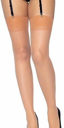 Women's Sheer Lace Top Thigh High Stockings with Backseam