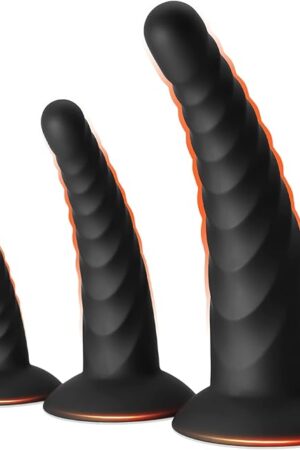 Anal Plug Pack of 3 Anal Toys, Silicone Adult Sex Anal Trainer Butt Plug for Beginners Advanced Players Anal Training Sets with Flared Suction Base Prostate Massager for Men, Women & Couple (Black)
