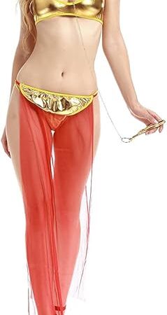 Women Arabian Princess Costume Sexy Lingerie Leather Bra Perspective Yarn Long Dress Cosplay Latin Belly Dancer