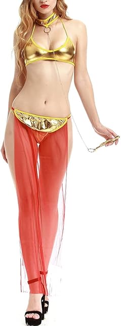 Women Arabian Princess Costume Sexy Lingerie Leather Bra Perspective Yarn Long Dress Cosplay Latin Belly Dancer