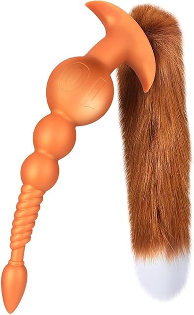 Anal Beads with Removable Foxtail Extra Long Fox Tail Anal Butt Plug Sex Toy Liquid Silicone Anal Plugs Anal Stimulator for Men Women Couples Cosplay Anal Trainer Erotic SM Sex Games (XXXL)