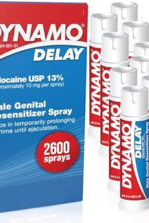 Dynamo Delay Spray for Men  13% Lidocaine Numbing Spray to Help You Last Longer in Bed  10 Pack Climax Control  Case Value Size
