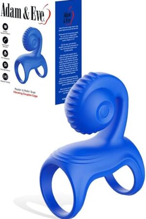 Adam & Eve Rockin and Rollin Couples Cock Cage, Vibrating Penis Ring, 10 Vibration Modes, Snail Stimulator, Rechargeable Erection Enhancer, Waterproof Couples Sex Toy, Body Safe Silicone