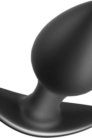 Anal Plug for Comfortable Long-Term Wear Butt Plug with Safe Curved Base & Slender Stem Black Silicone Prostate Massager Dilator Sex Toy for Women Men Masturbation (M)