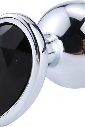 Anal Plug Heart 3 Sizes Stainless Steel Crystal Anal Plug Removable Butt Plug Stimulator Anal Sex Toys Prostate Massager Dildo(Black,L-4CM)