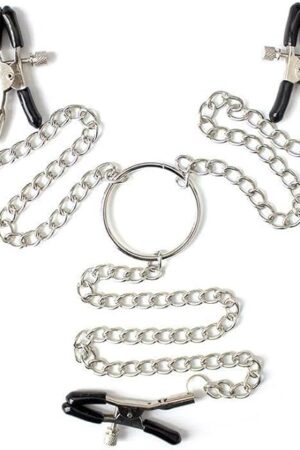 Adjustable Nipple and Clit Clamps with 3-Chain Ring Connector  BDSM Alligator Style Barrel Bolt Clamps for Fetish Bondage Play  Stainless Steel Tri-Chain Restraint for Hardcore Sensation Play