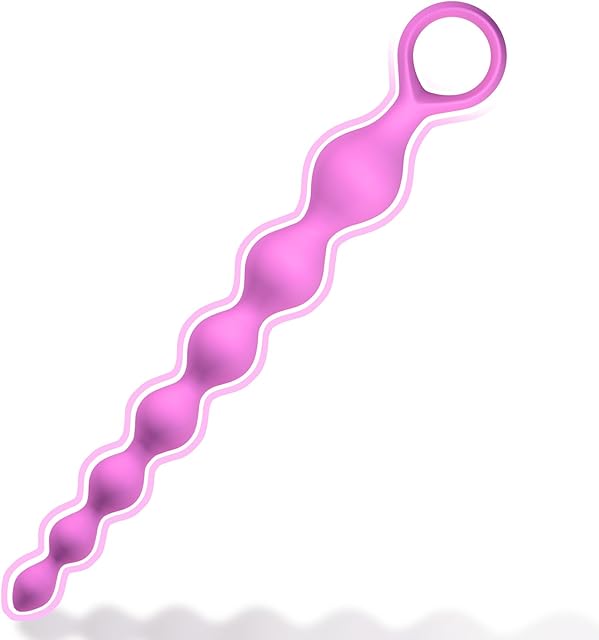 Anal Beads, Silicone Flexible Anal Chain Butt Plug with 7 Gradual Balls and Pull Loop Prostate Massager G-spot Stimulator Anal Training Sex Toy for Beginner 823 inch, Rose Red TJIJP